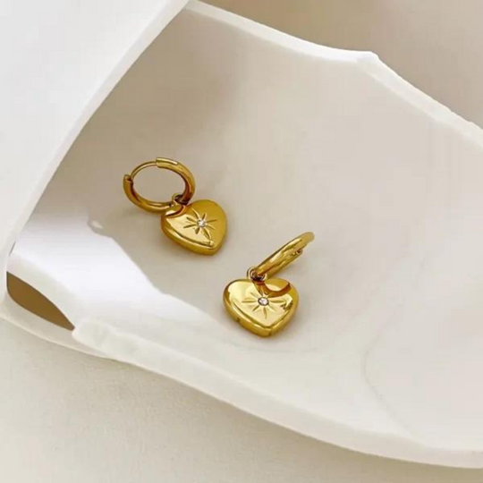 Elegant Heart Shaped Gold Plated Earrings