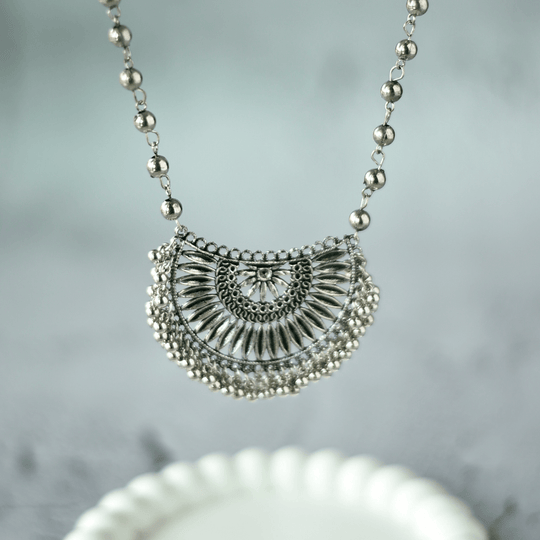 Half Round Stylish Oxidised Pendant Jewellery