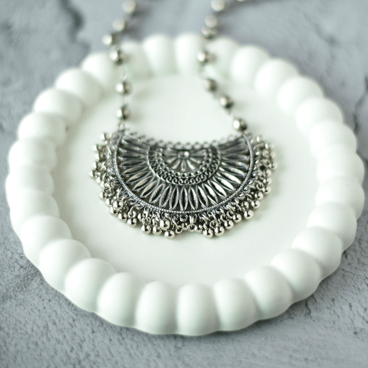 Half Round Stylish Oxidised Pendant Jewellery