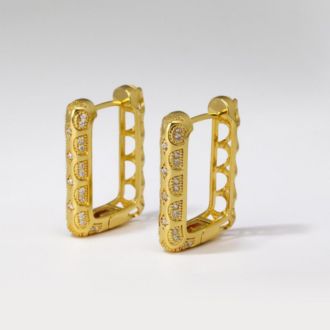 Stone Studded Square Hoops