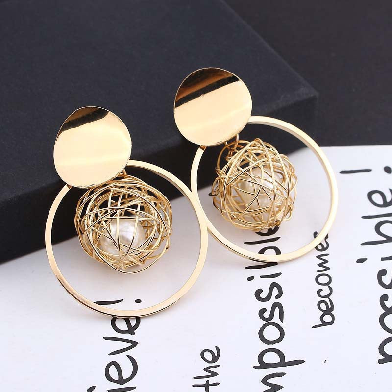 Woven Pearl Nest Earrings