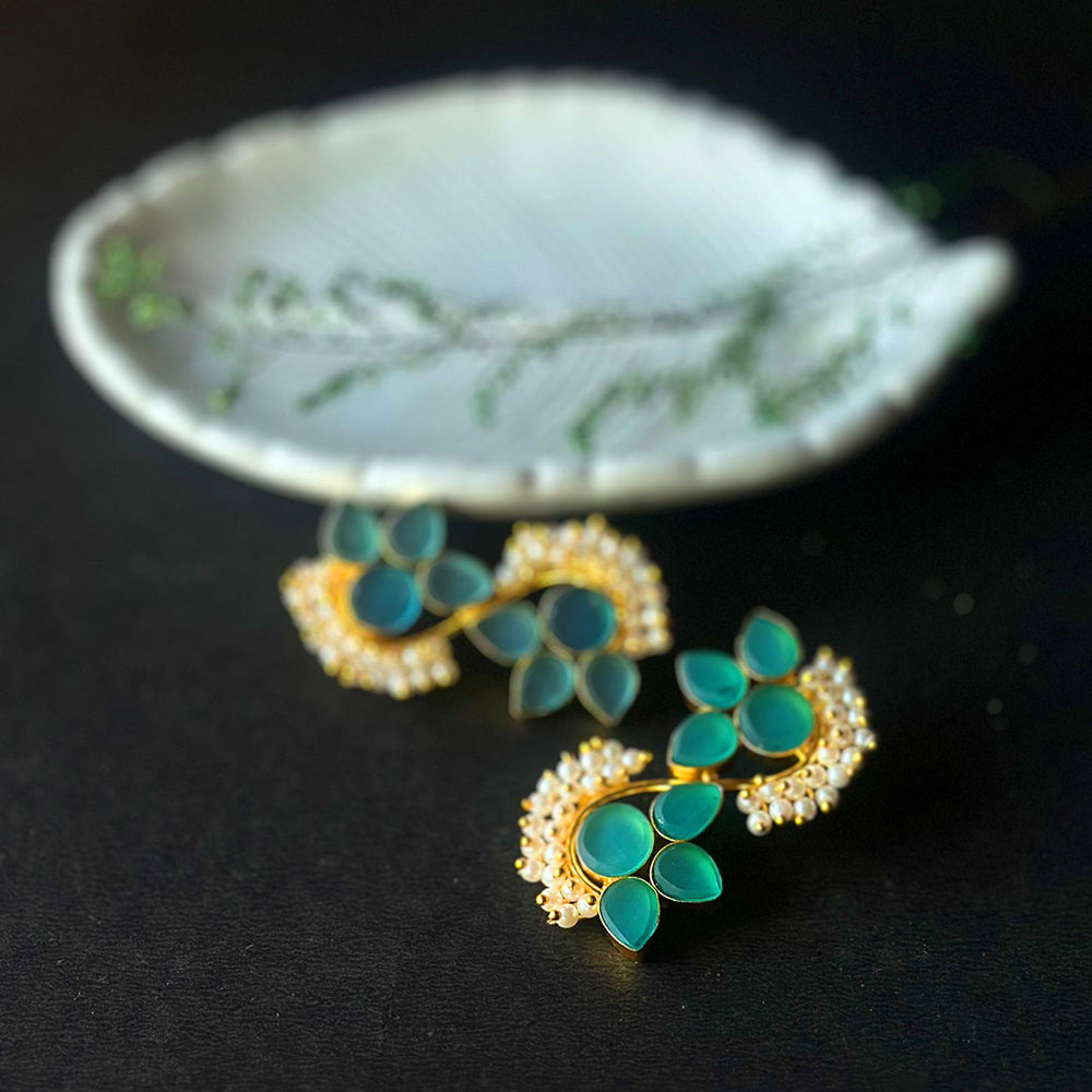 Royal Green Affair Brass Earrings