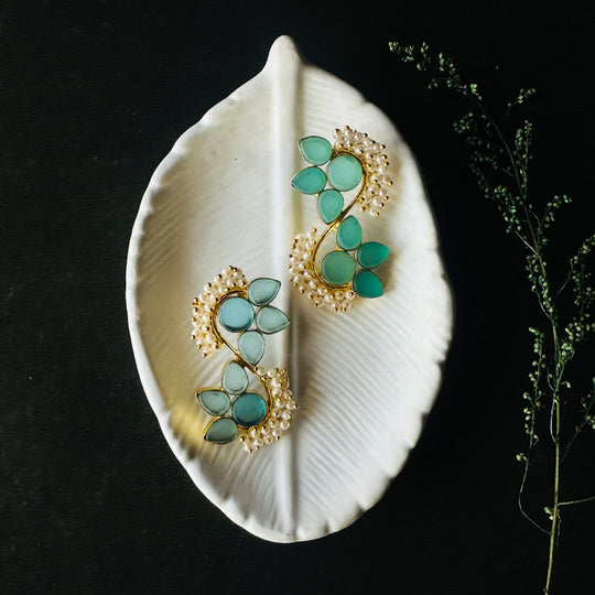Royal Green Affair Brass Earrings