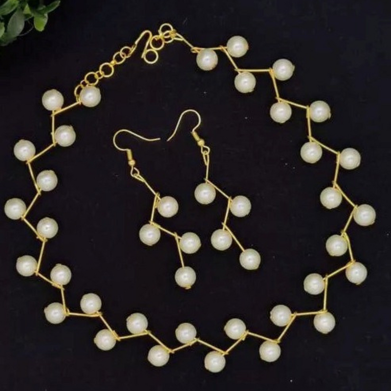 Mogra Pearl Choker Necklace with Earrings