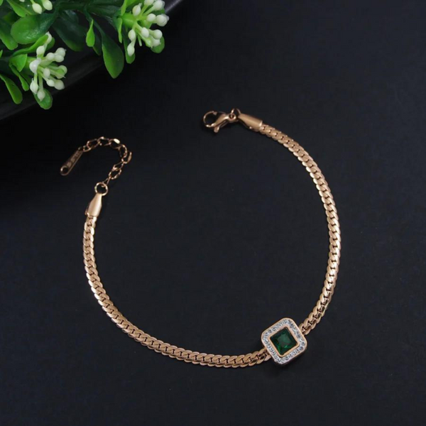 Rosegold Green Gemstone Bracelet