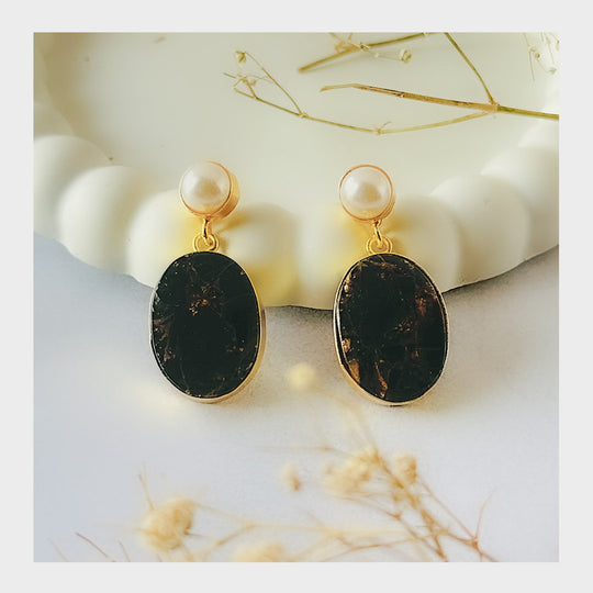 Natural Stone Pearl Brass Drops