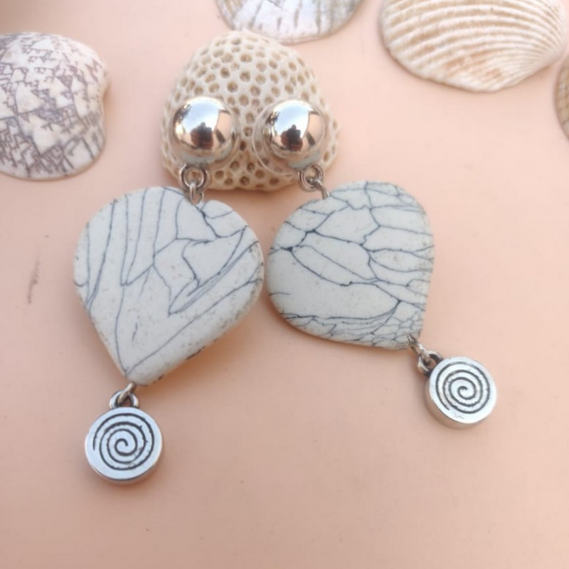 Stone Texture Drop Earrings