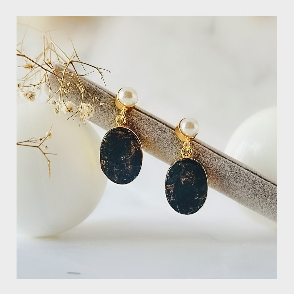 Natural Stone Pearl Brass Drops