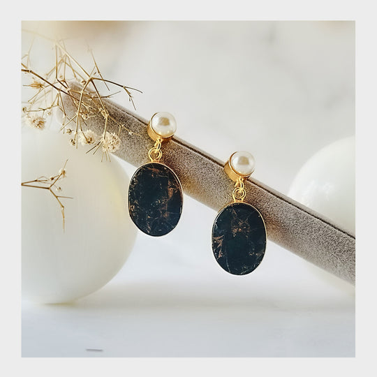 Natural Stone Pearl Brass Drops