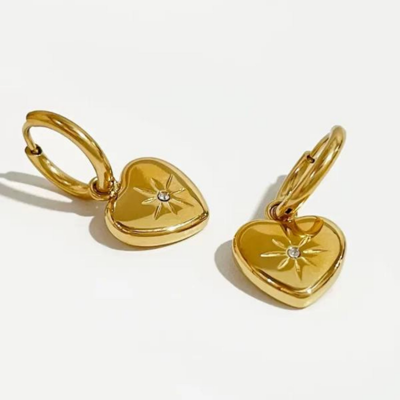 Elegant Heart Shaped Gold Plated Earrings