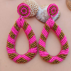 Pretty Pink Hand Embroidered Earrings
