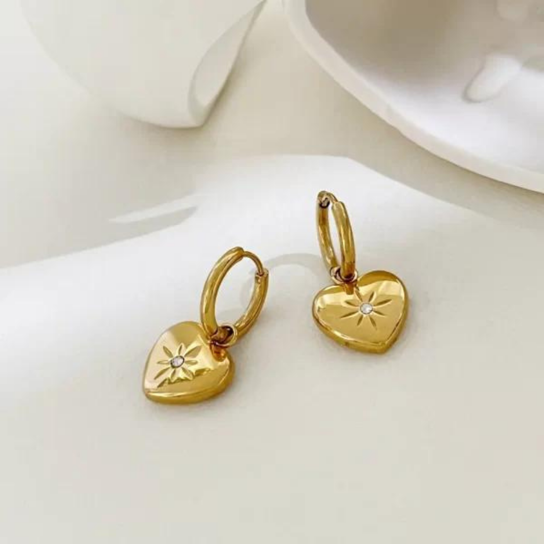 Elegant Heart Shaped Gold Plated Earrings