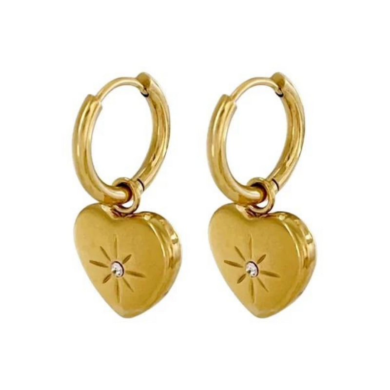 Elegant Heart Shaped Gold Plated Earrings