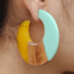 Wooden Resin Dangler Earring