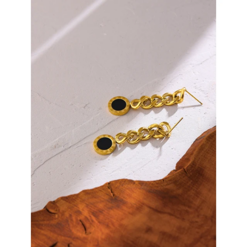 Roman Clock Gold Plated Earrings