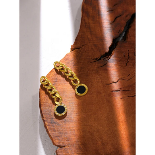 Roman Clock Gold Plated Earrings