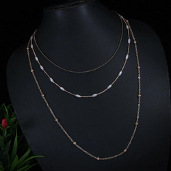 Rosegold Plated Multi Layered Pearl Necklace