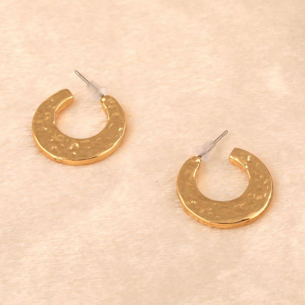 Gold Plated Hand Crafted Moon Shaped Hoops Earring