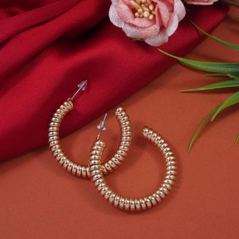 Gold Plated Spring Shaped Hoops