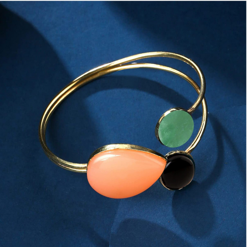 Dew Drop Tri Color Stone Studed Bracelet