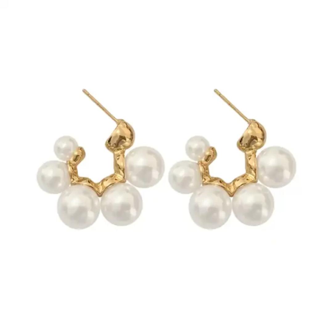 Pearl Motifs 18k Gold Plated Hoops