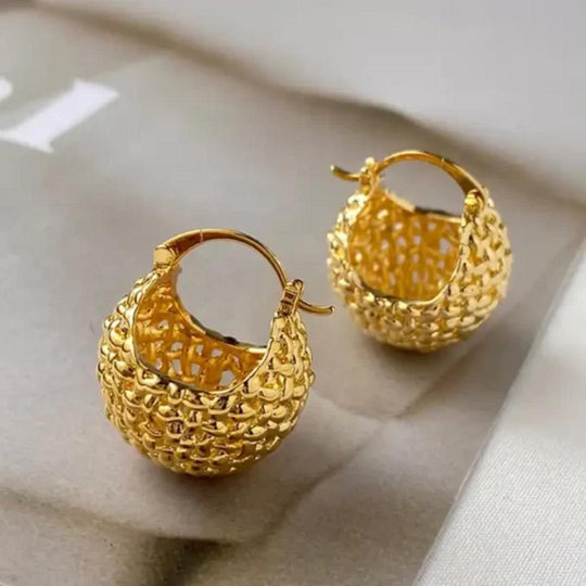 The Woven Basket 18k Gold Plated Hoops