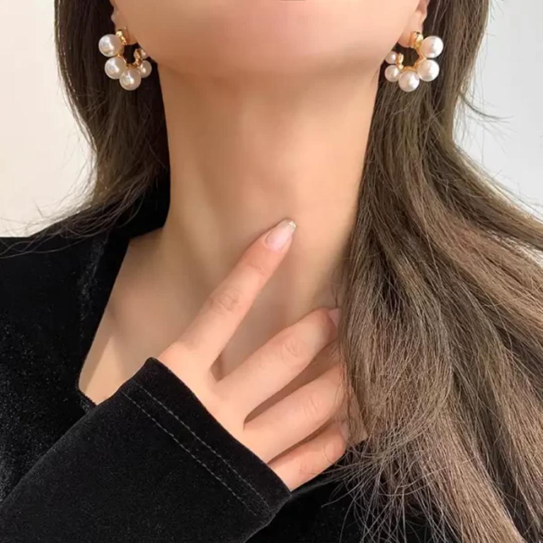 Pearl Motifs 18k Gold Plated Hoops