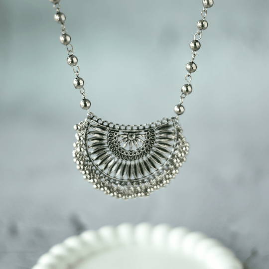 Half Round Stylish Oxidised Pendant Jewellery