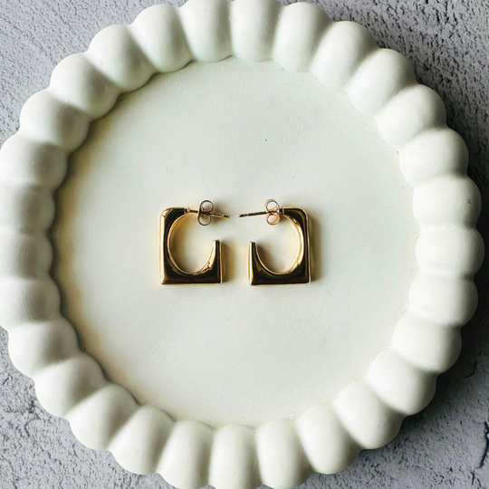 The Perfect Rectangle Gold Plated Hoops