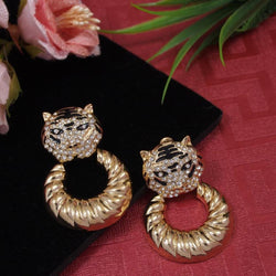 Gold Plated Cat Face Earring