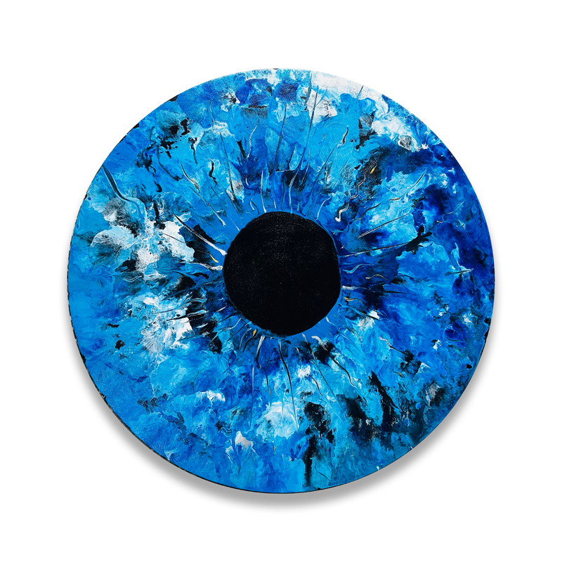 An original Acrylic Fluid Wall Painting- The Blue Ocean Eye on 24X24 inch Canvas