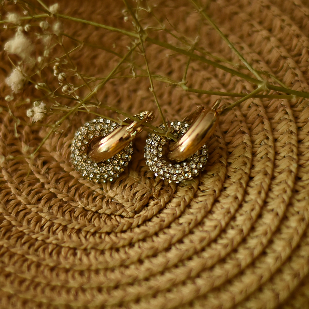 Diamond Crown Rose Gold Hoops