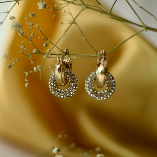 Diamond Crown Rose Gold Hoops